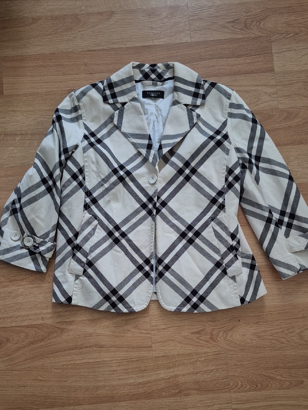 Tailored Cream Plaid Women's Blazer